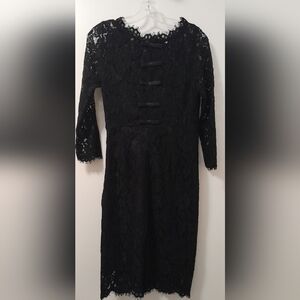 Elegant Black Lace Dress With Bows On Back